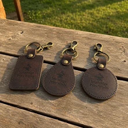 Branded leather keychains with logo