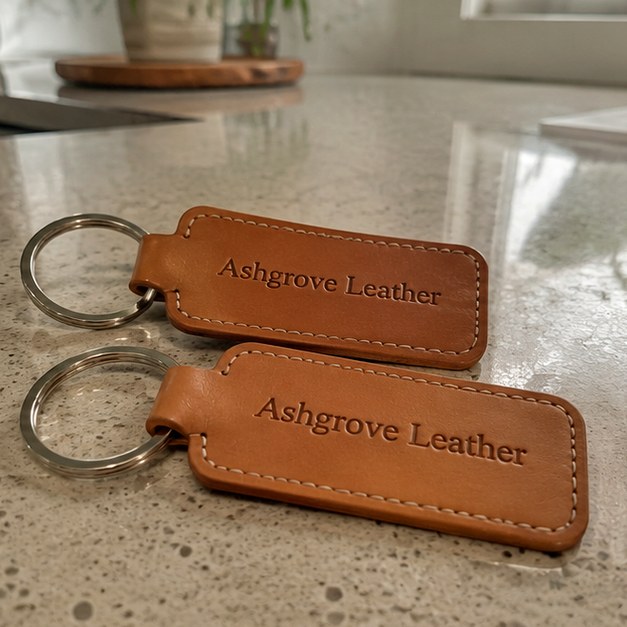 Custom leather keychains — customer photo