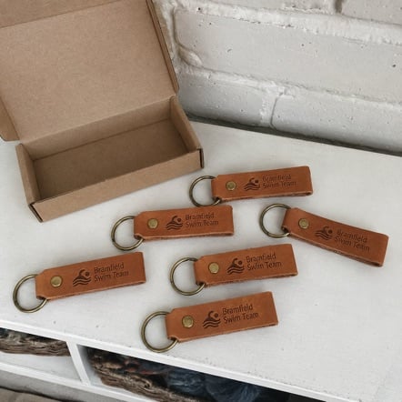 Custom printed leather keychains in bulk