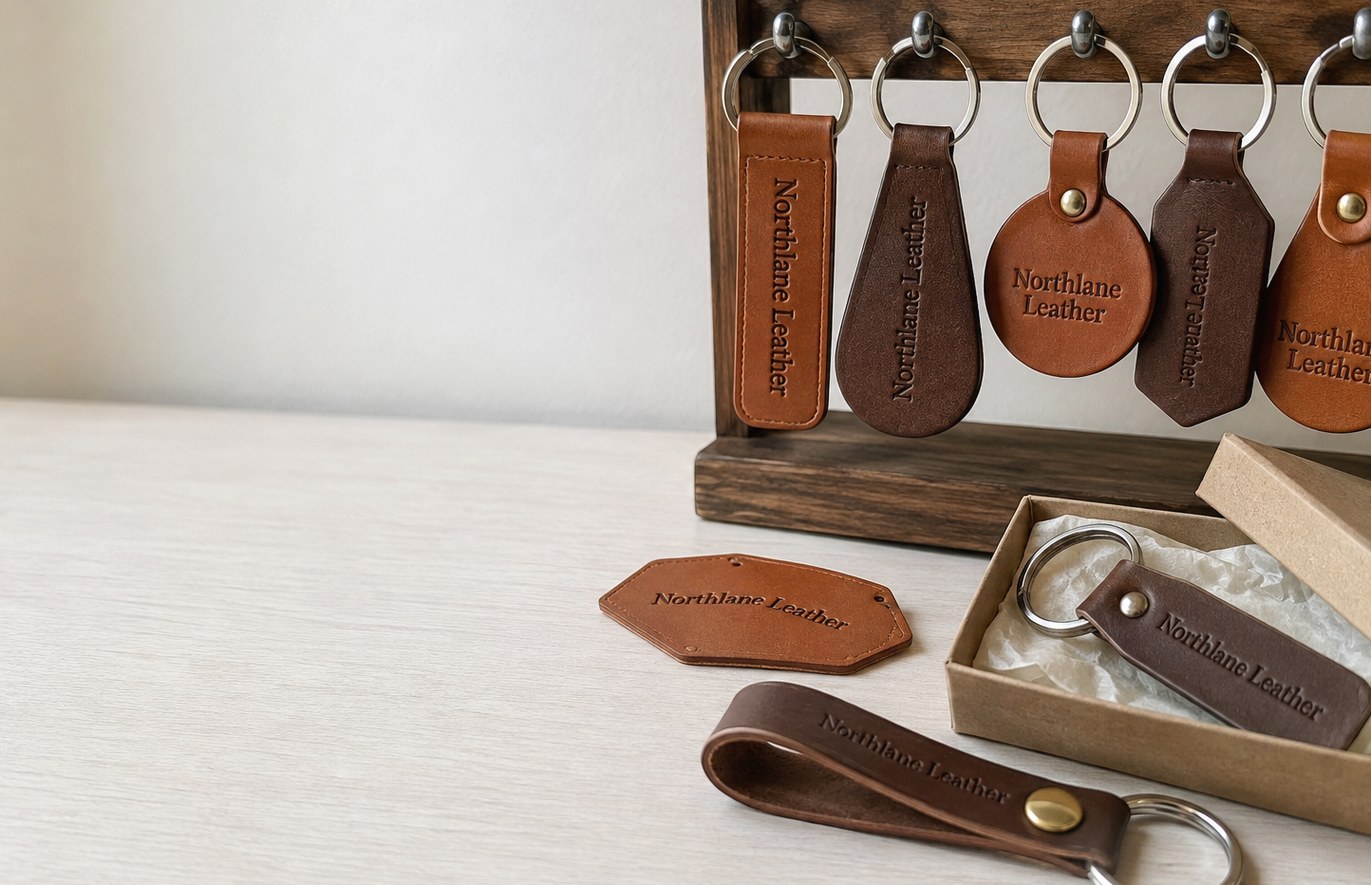 Custom printed leather keychains with logo