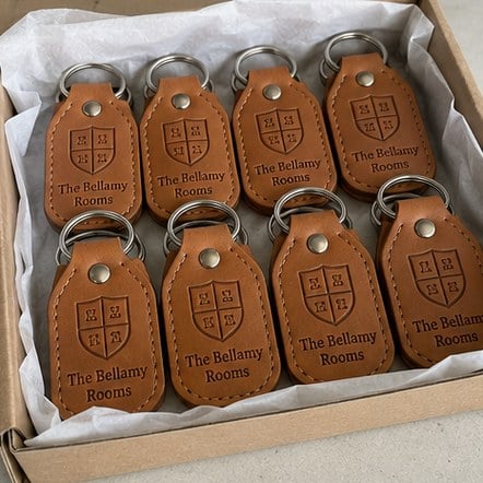 Customized leather keychains for corporate gifts and events