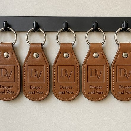 Customized leather keychains for hotels and vacation rentals