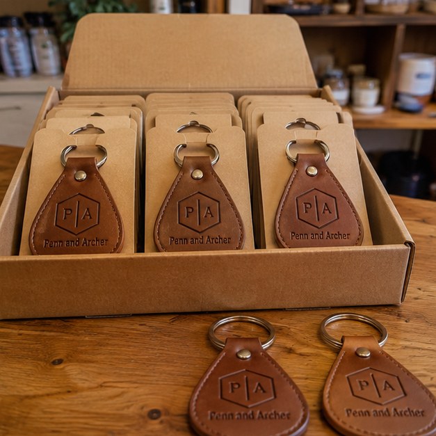 Personalized leather keychains — customer photo
